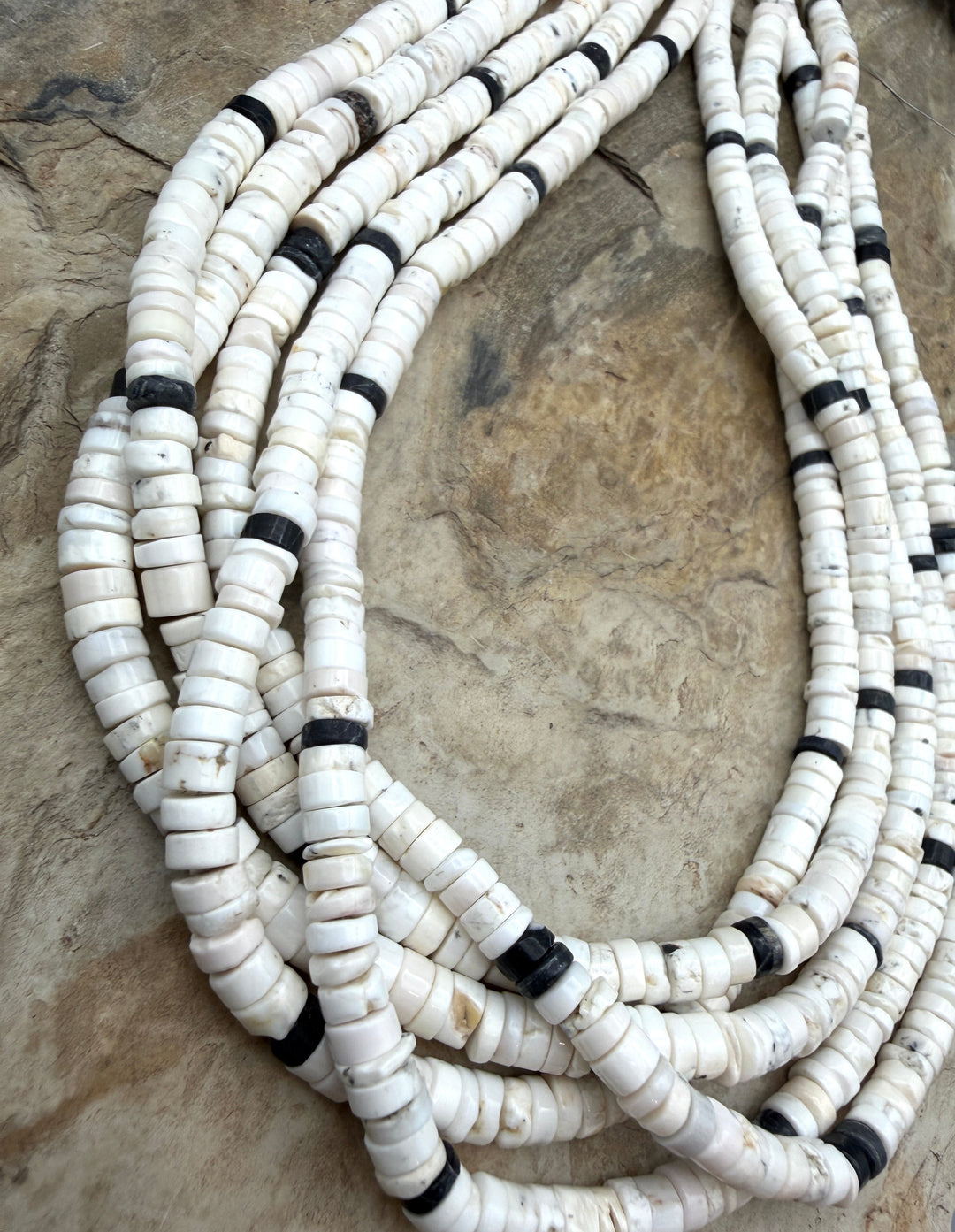 RARE High Quality White Buffalo (Nevada) 5mm Rustic Heishi