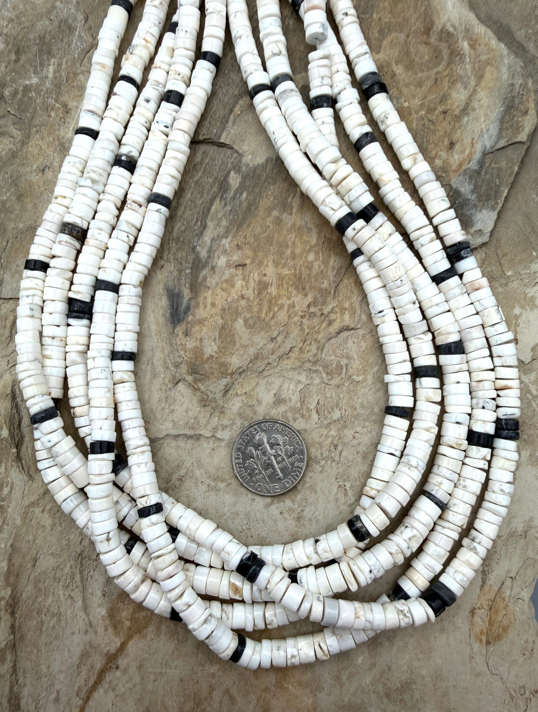 RARE High Quality White Buffalo (Nevada) 5mm Rustic Heishi
