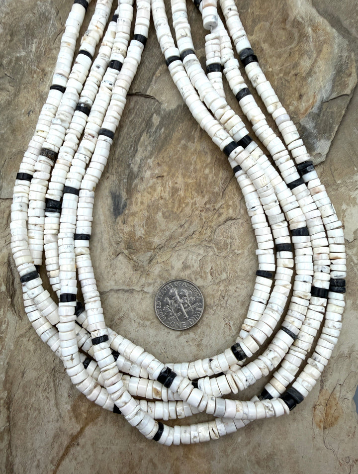 RARE High Quality White Buffalo (Nevada) 5mm Rustic Heishi
