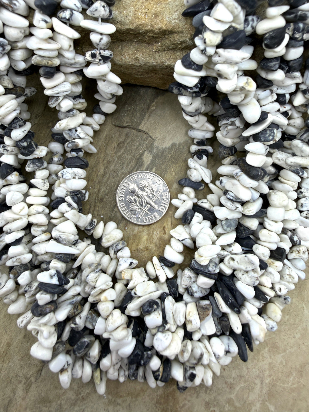 RARE High Quality White Buffalo (Nevada) BIG Chip Beads