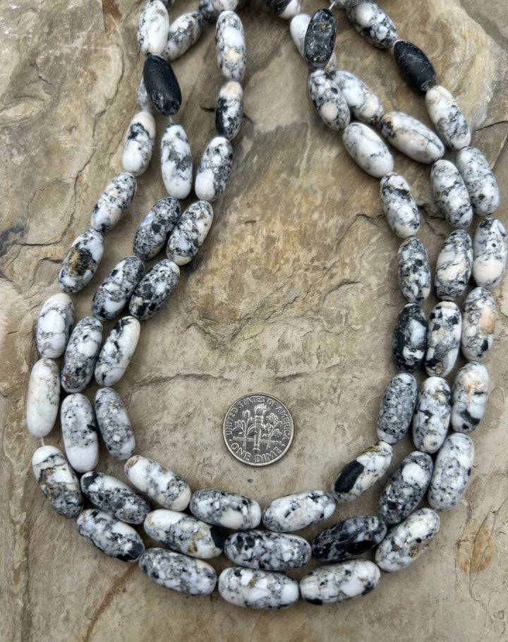 RARE High Quality White Buffalo (Nevada) Hand cut Oval Tube