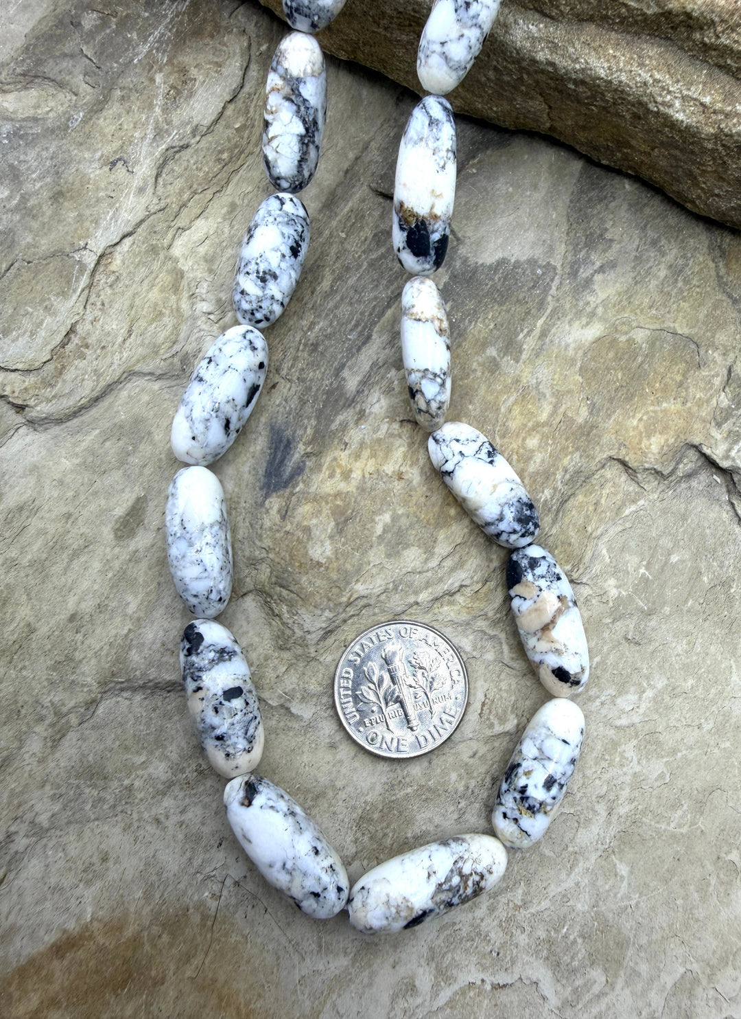 RARE High Quality White Buffalo (Nevada) Handcut Long Oval