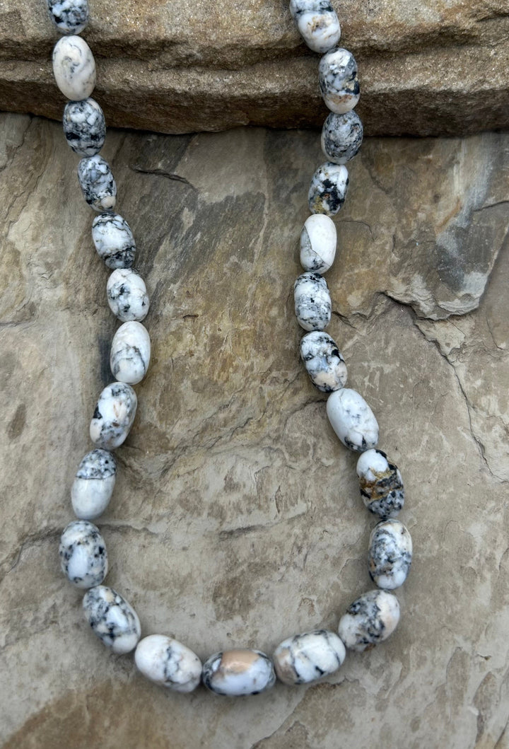 RARE High Quality White Buffalo (Nevada) Handcut Oval Beads