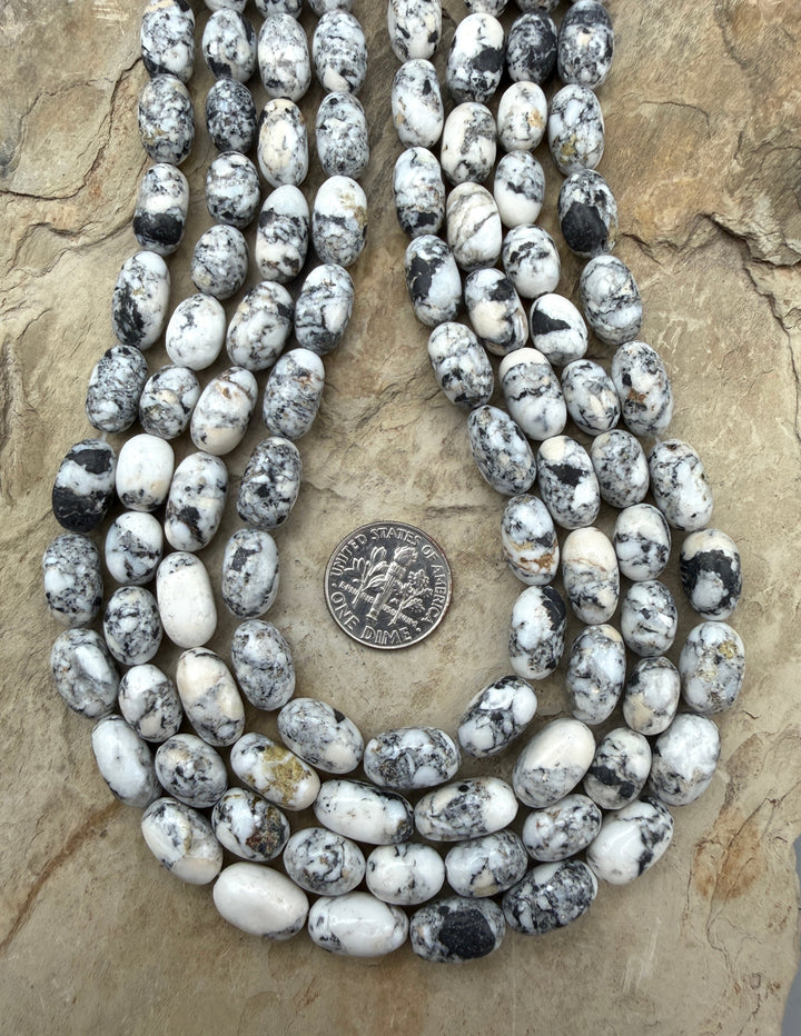 RARE High Quality White Buffalo (Nevada) Handcut Oval Beads