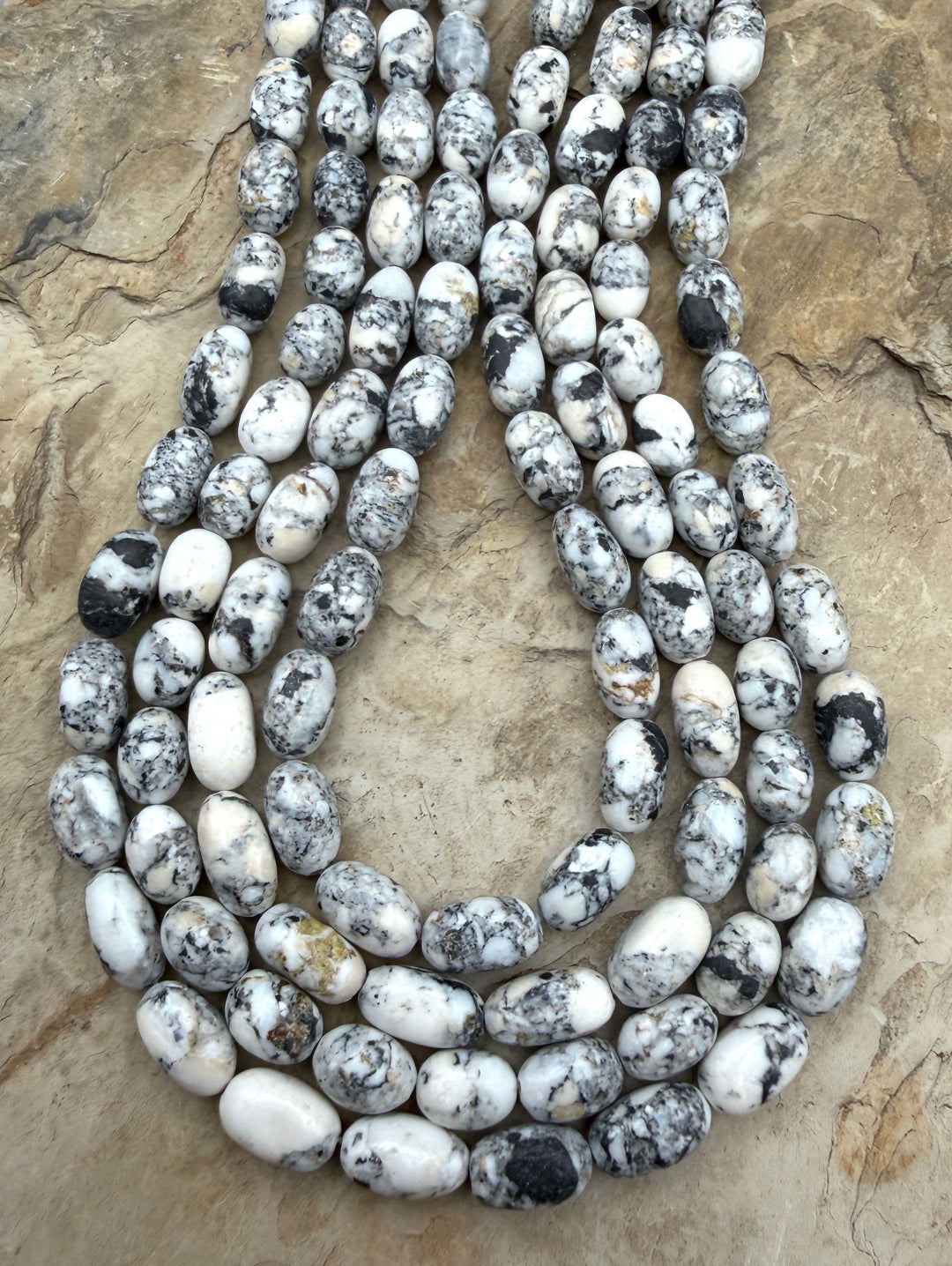 RARE High Quality White Buffalo (Nevada) Handcut Oval Beads