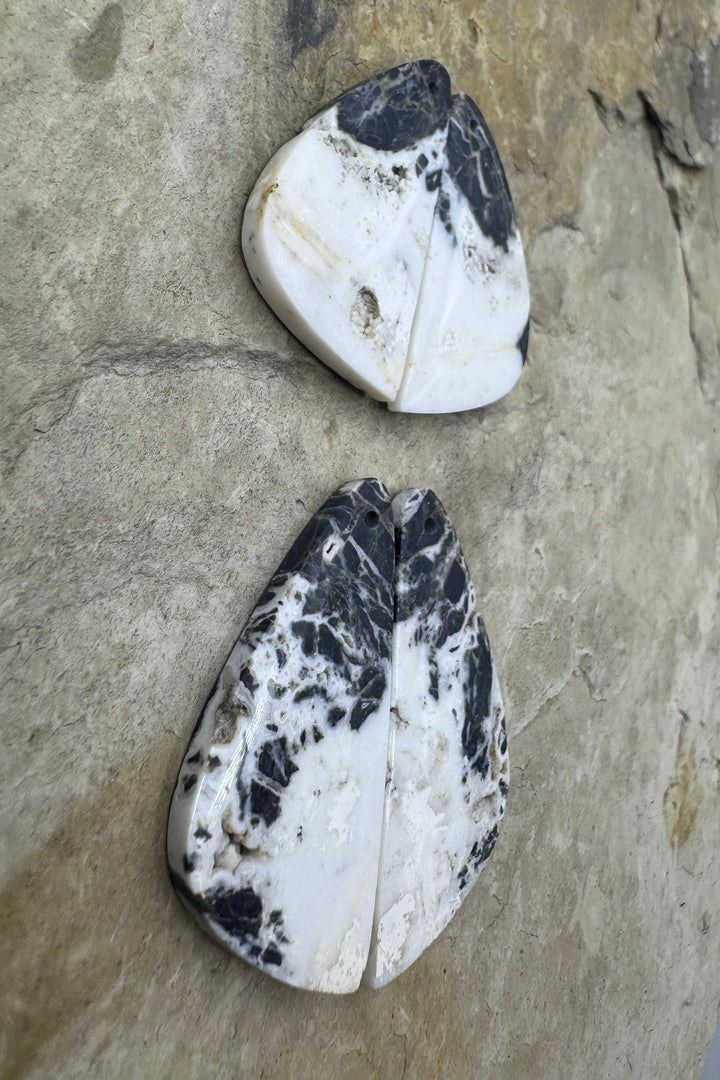 RARE High Quality White Buffalo (NV) Matching Earring Slab