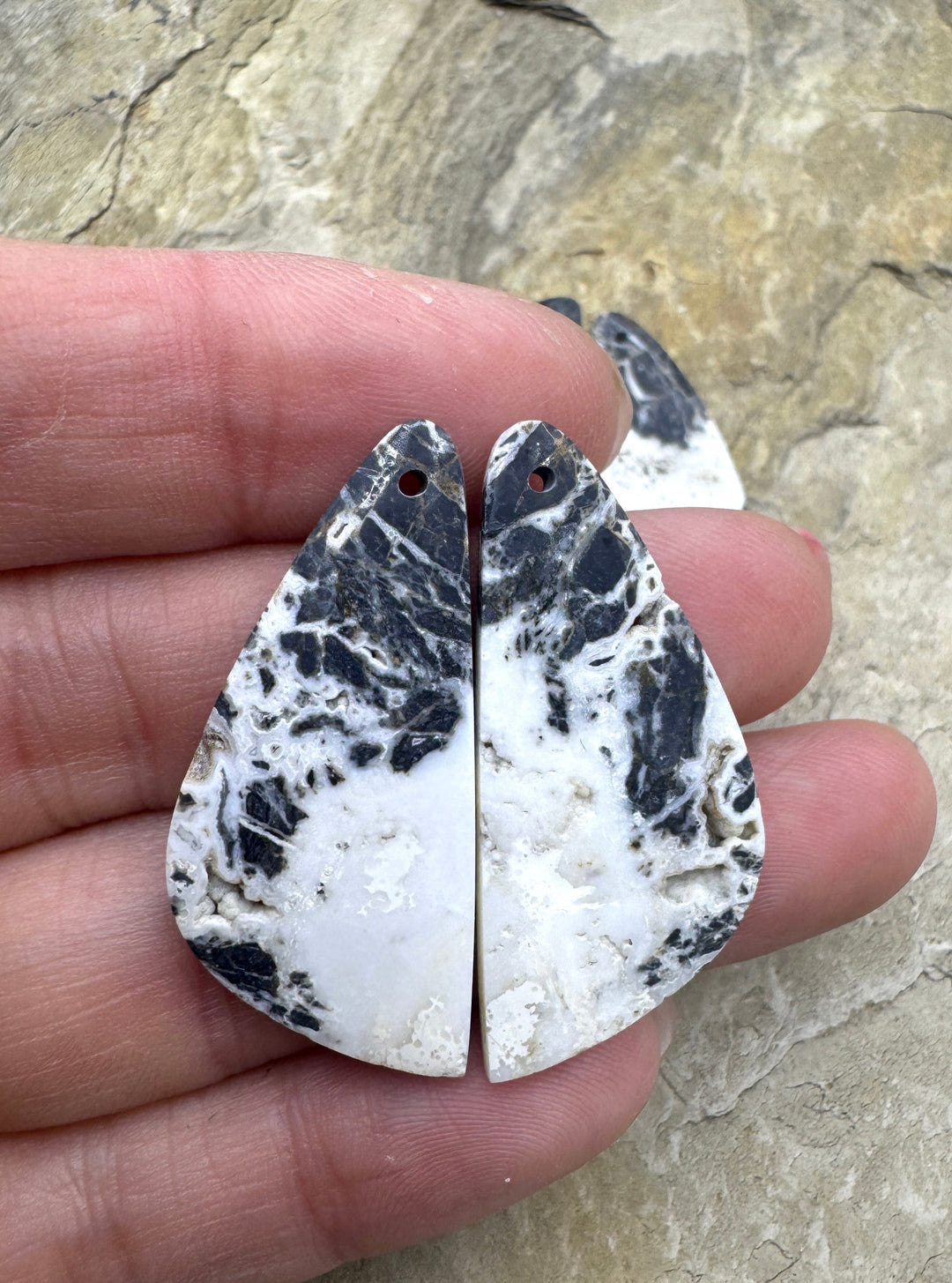 RARE High Quality White Buffalo (NV) Matching Earring Slab