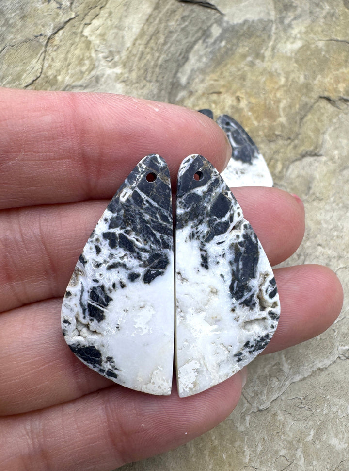 RARE High Quality White Buffalo (NV) Matching Earring Slab