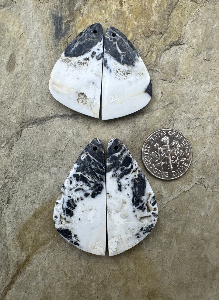 RARE High Quality White Buffalo (NV) Matching Earring Slab