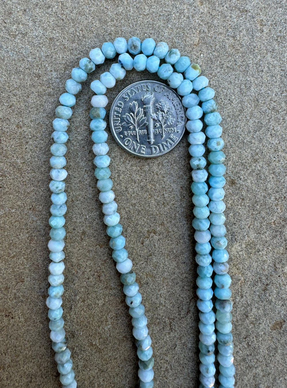 RARE Larimar 3mm Faceted Rondell Beads 16 inch strand