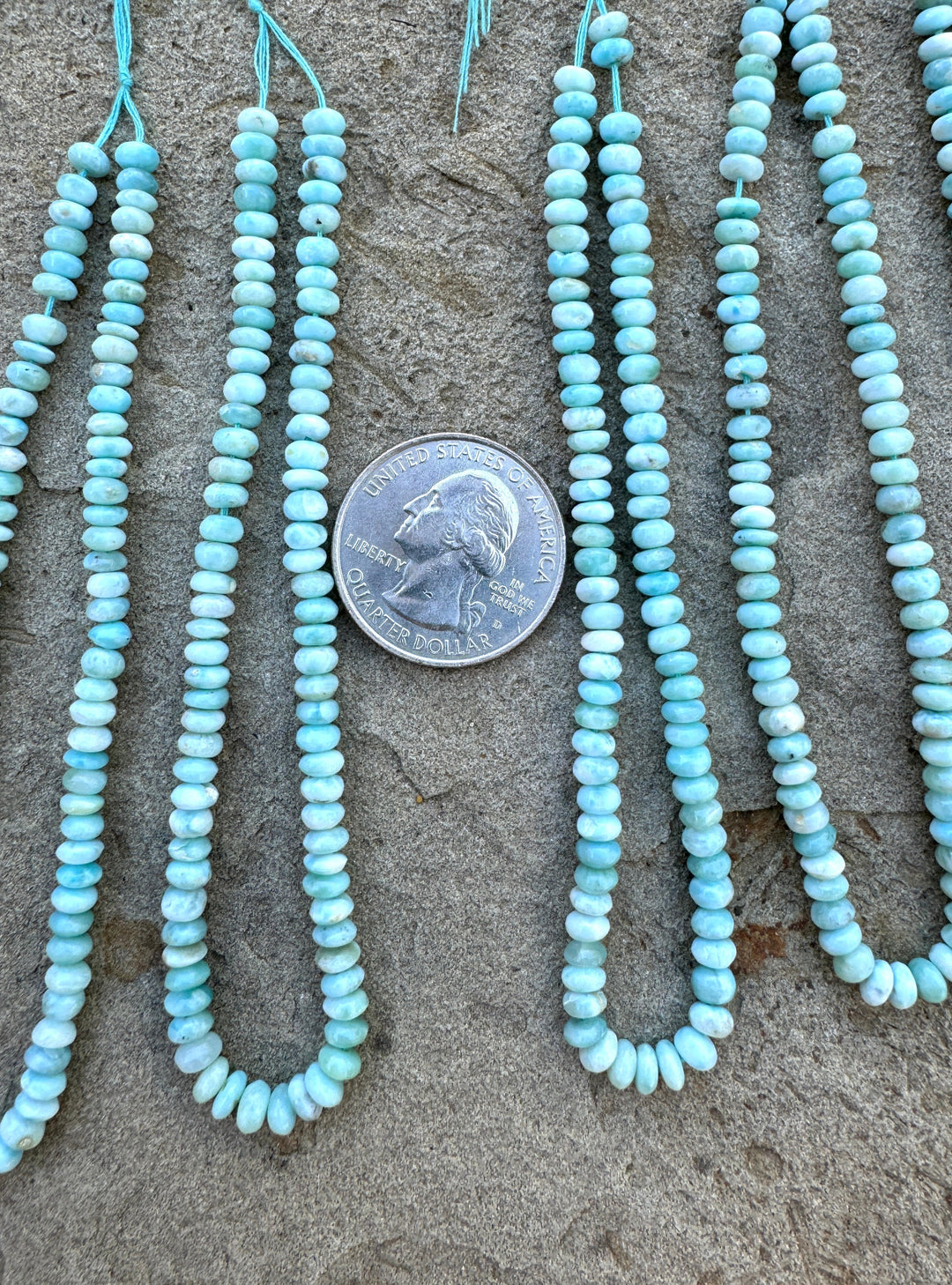 RARE Larimar 5mm Rondell Beads 8 inch strand