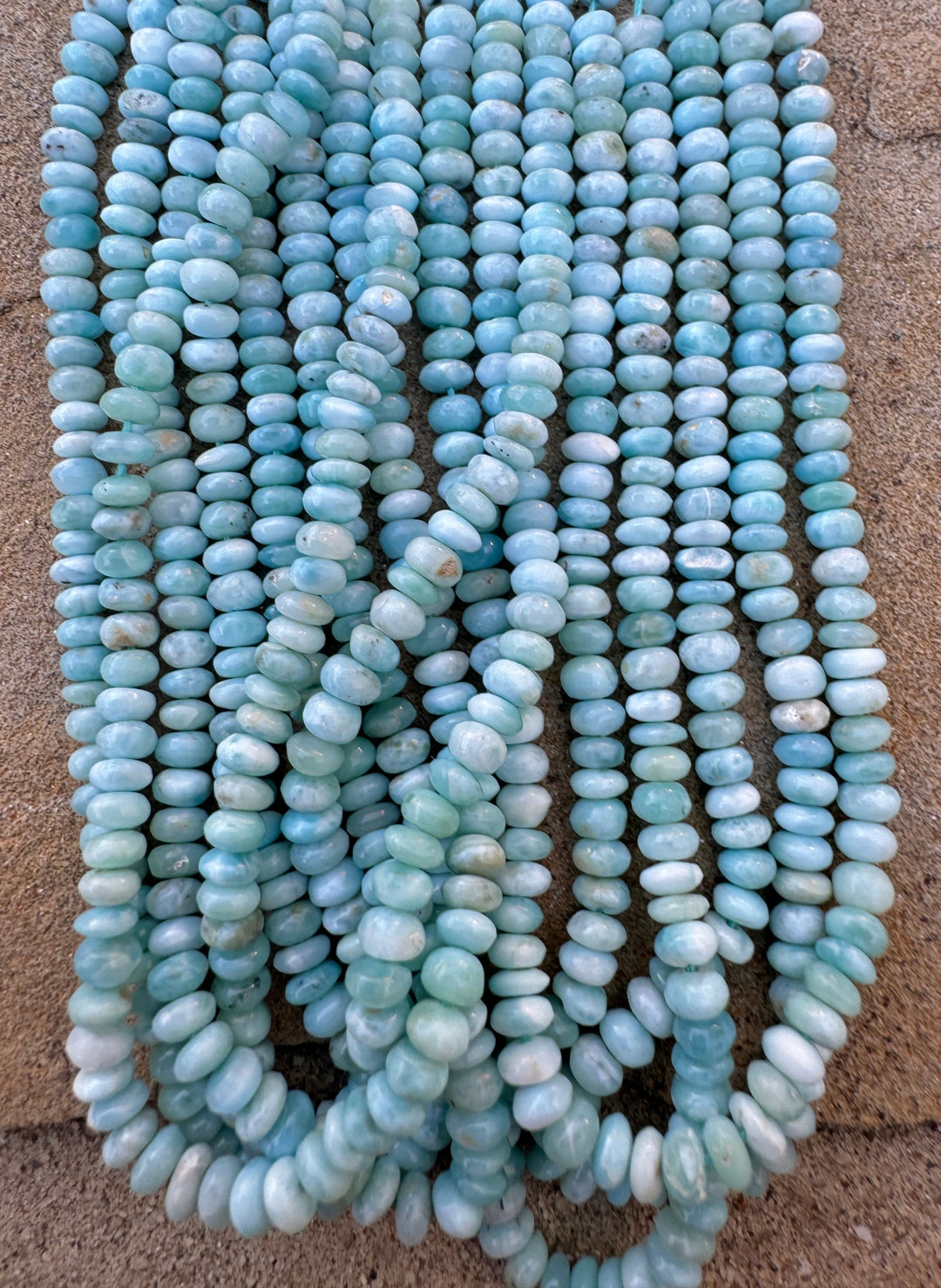 RARE Larimar 5mm Rondell Beads 8 inch strand