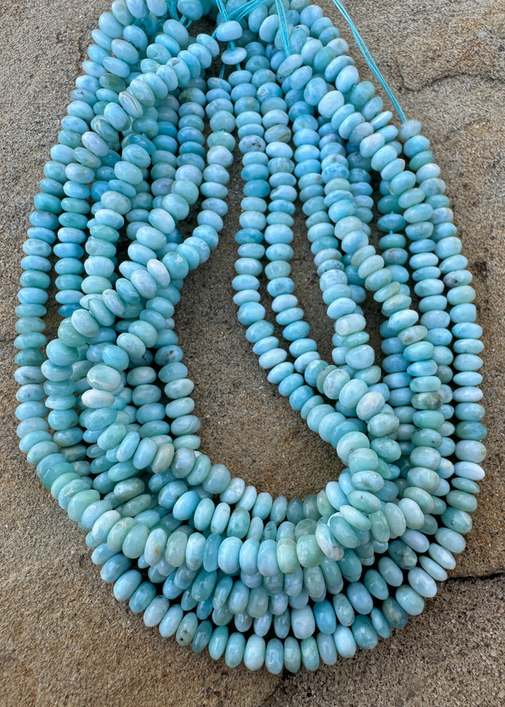 RARE Larimar 5mm Rondell Beads 8 inch strand