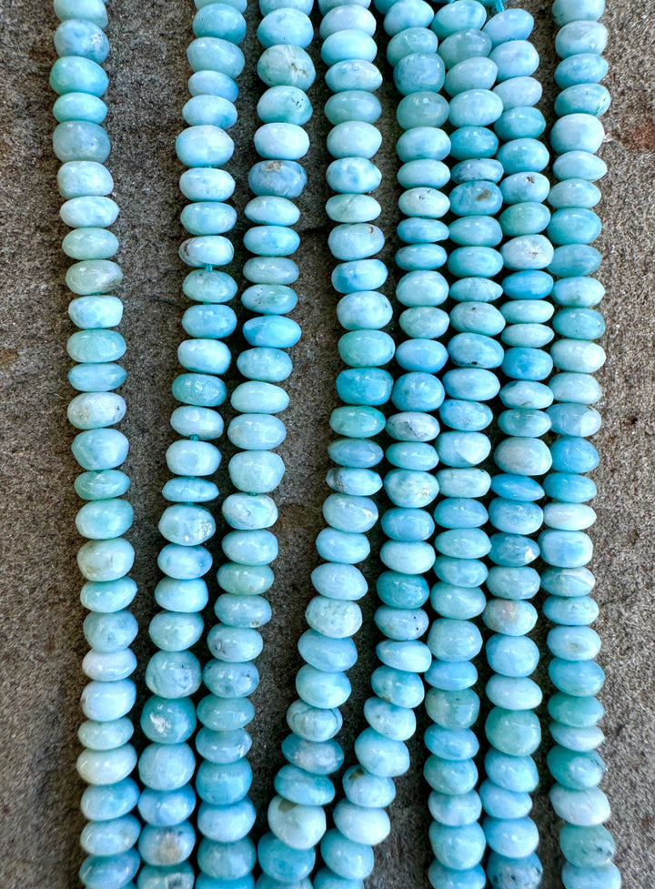 RARE Larimar 5mm Rondell Beads 8 inch strand