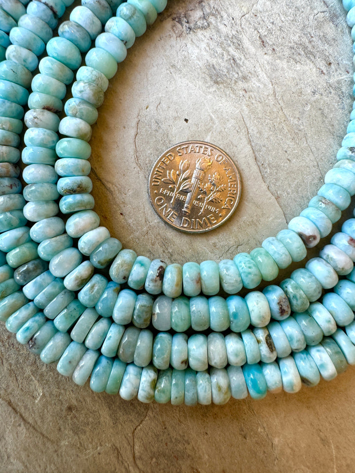 RARE Larimar 6x3mm Rondell Beads 8 inch strand - Larimar