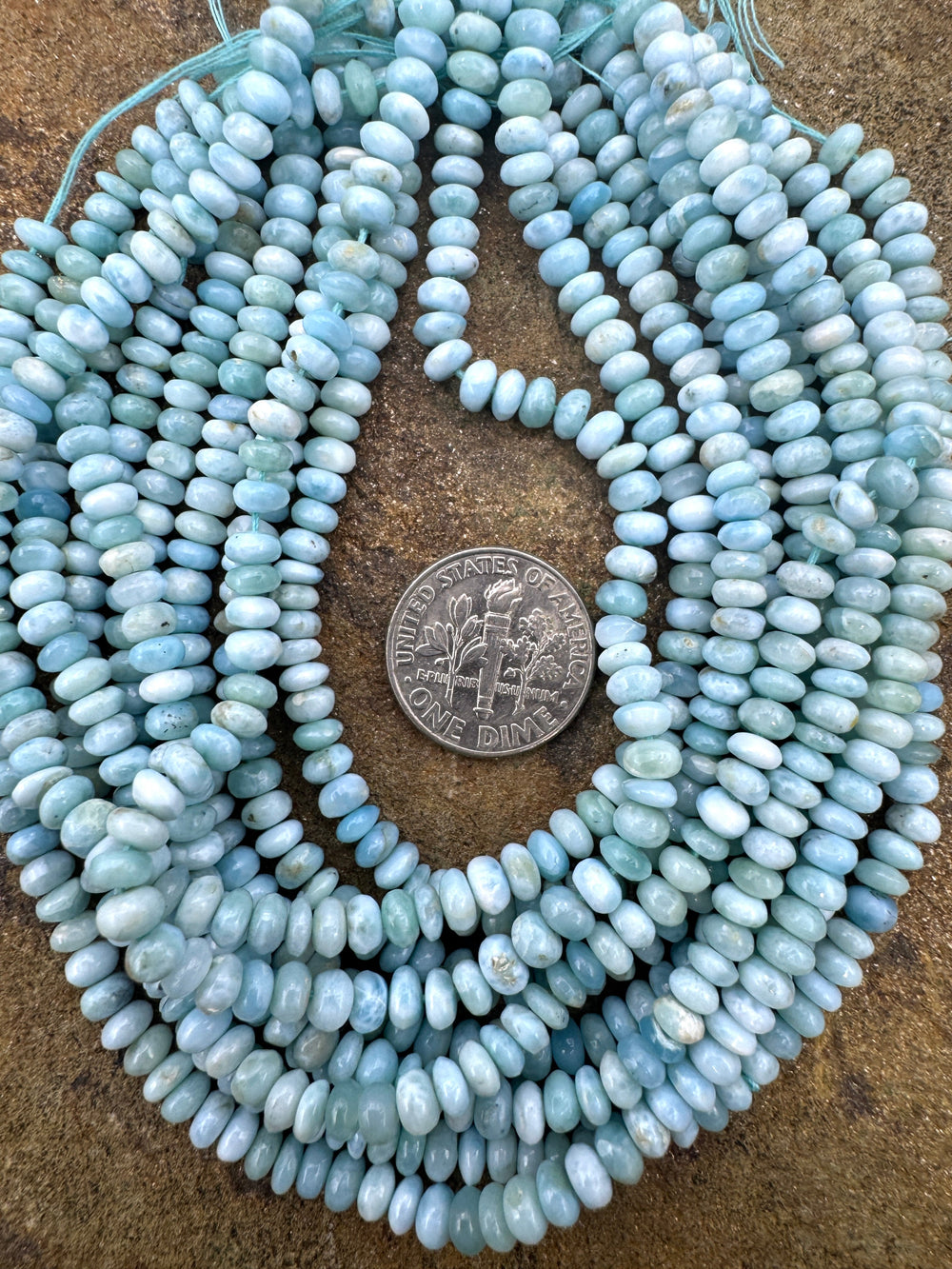 RARE Larimar (Dominican Republic) 4mm Rondelle Beads 8 Inch