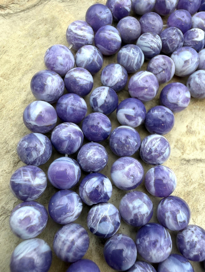 Lavendar Moon Quartz 7mm Round Beads 7 Inch Strand/23-25