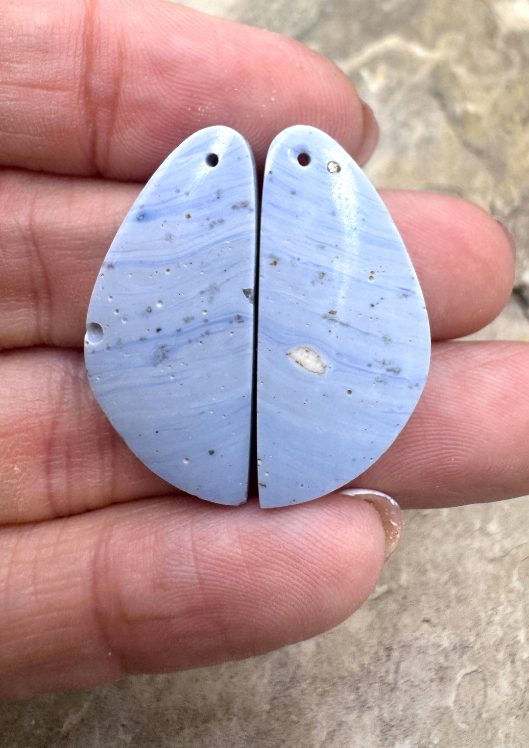 RARE Leland Bluee BIG Earring Slab Bead Pair 14x36mm