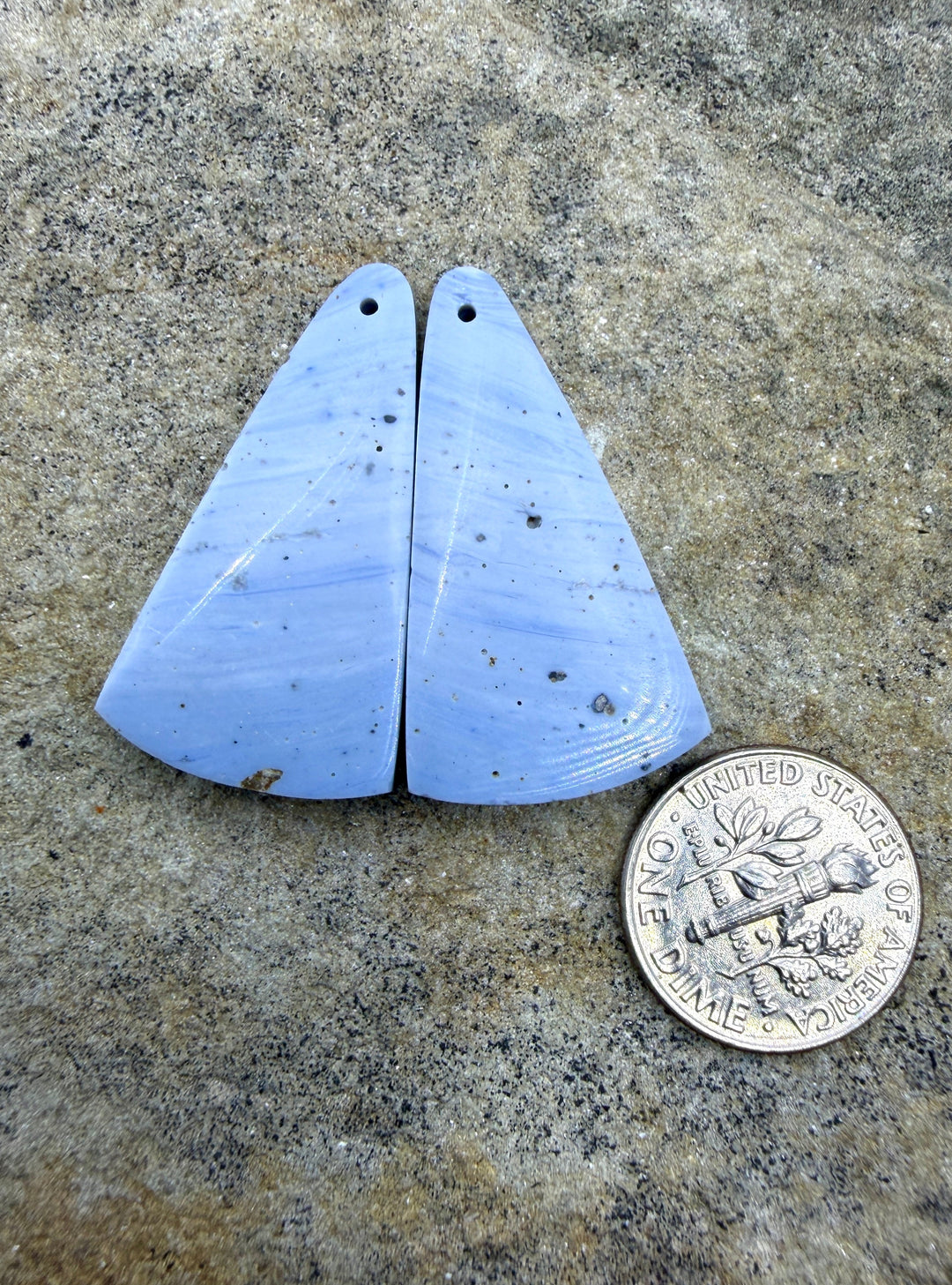 RARE Leland Blue Earring Slab Bead Pair 18x32mm - Leland