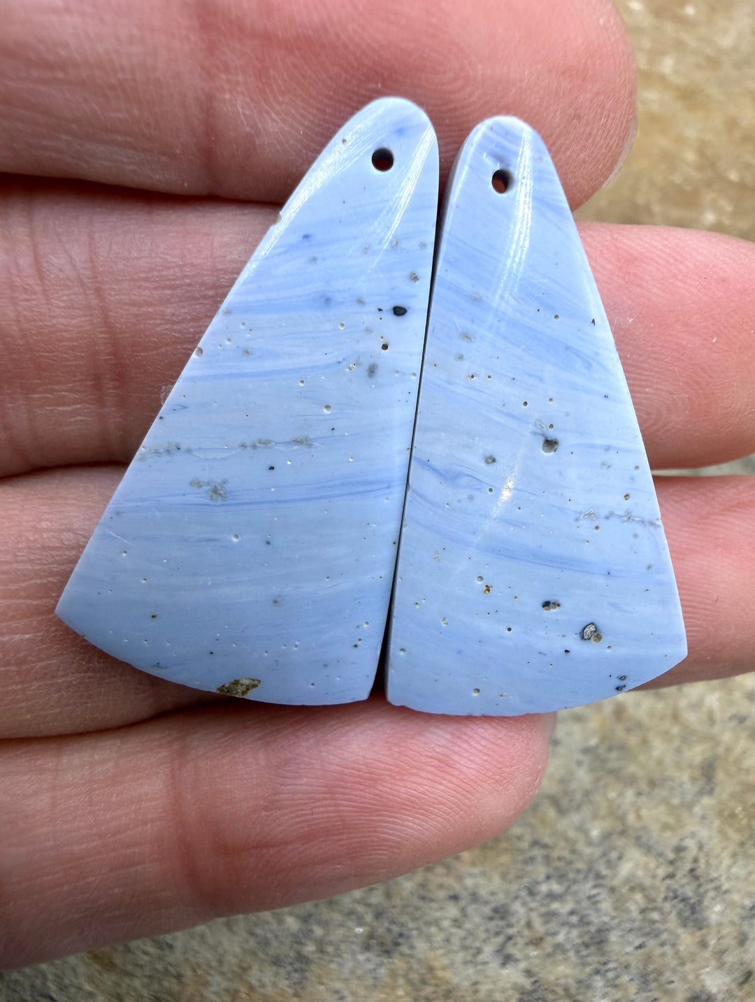 RARE Leland Blue Earring Slab Bead Pair 18x32mm - Leland