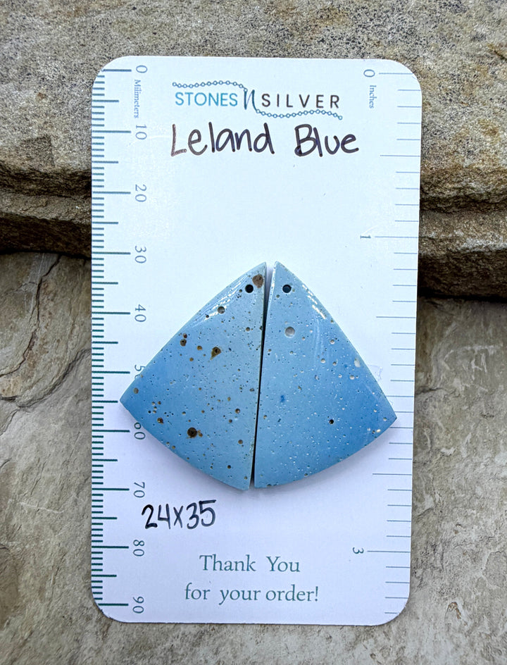 RARE Leland Blue Earring Slab Bead Pair 24x35mm - Leland