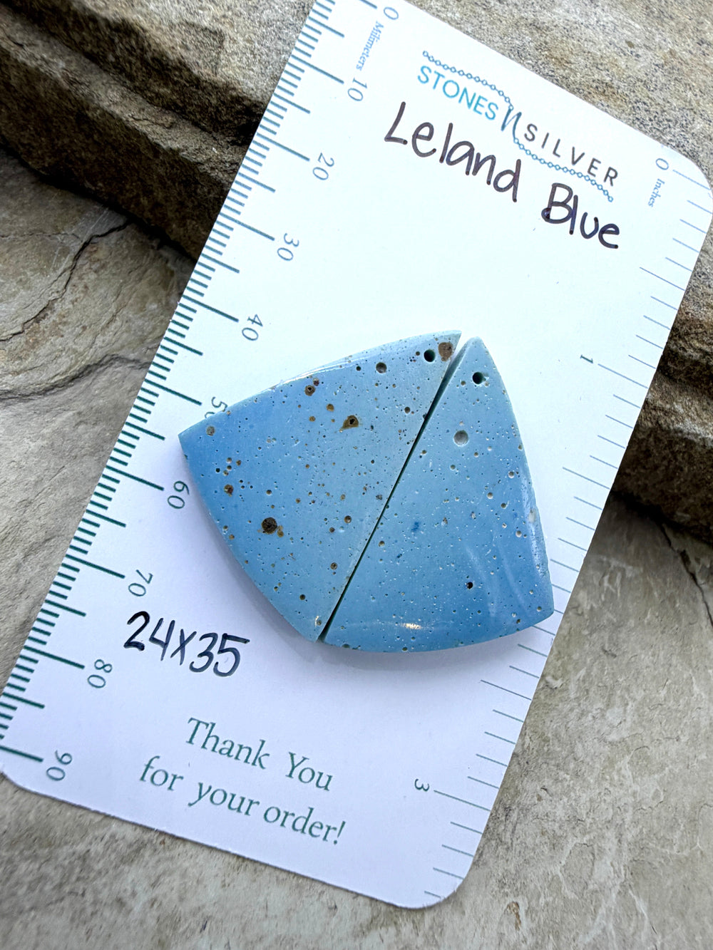RARE Leland Blue Earring Slab Bead Pair 24x35mm - Leland