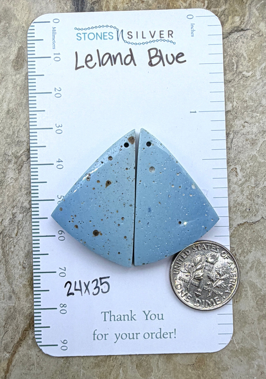 RARE Leland Blue Earring Slab Bead Pair 24x35mm - Leland