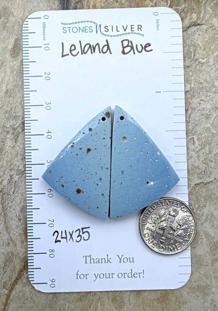 RARE Leland Blue Earring Slab Bead Pair 24x35mm - Leland
