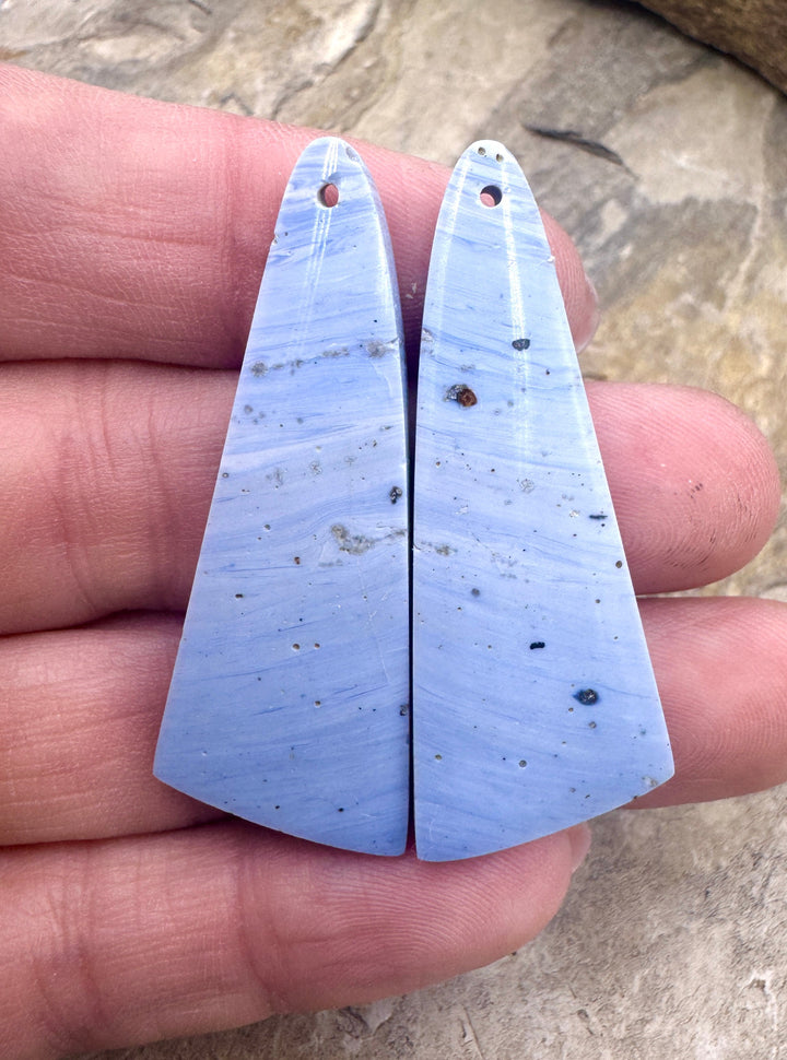 RARE Leland Bluee BIG Earring Slab Bead Pair 17x45mm