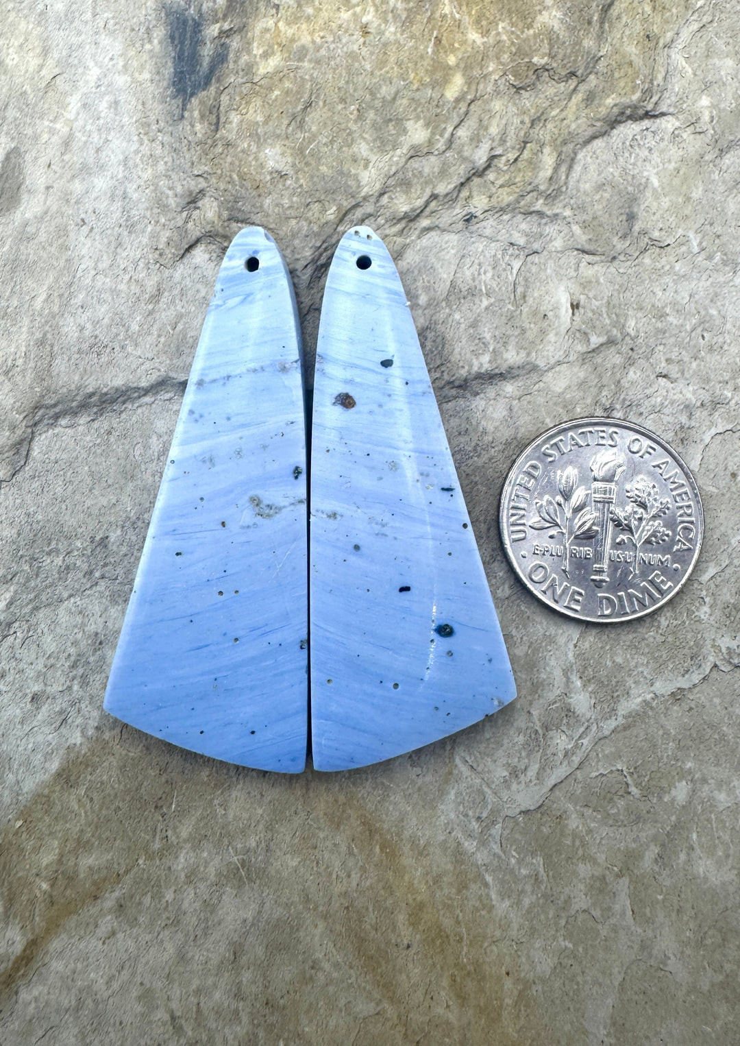 RARE Leland Bluee BIG Earring Slab Bead Pair 17x45mm