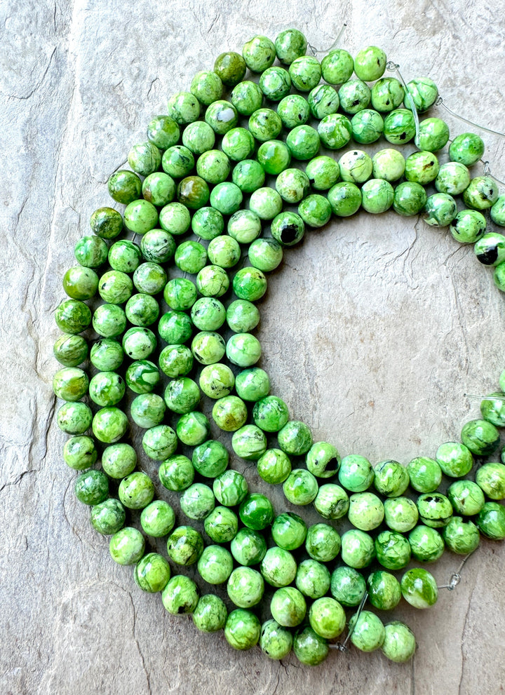 RARE Mongolian Variscite 7mm Round Beads 7 inch Strand