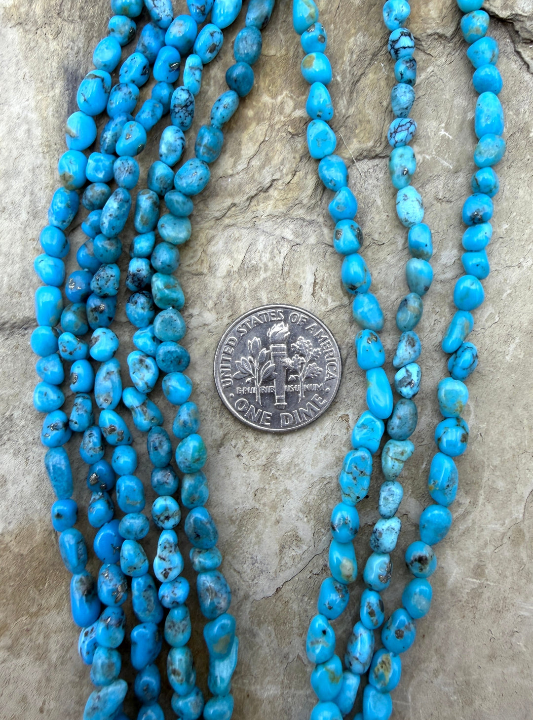 RARE Nacozari Turquoise (Mexico) 4mm Nugget Beads 16 Inch