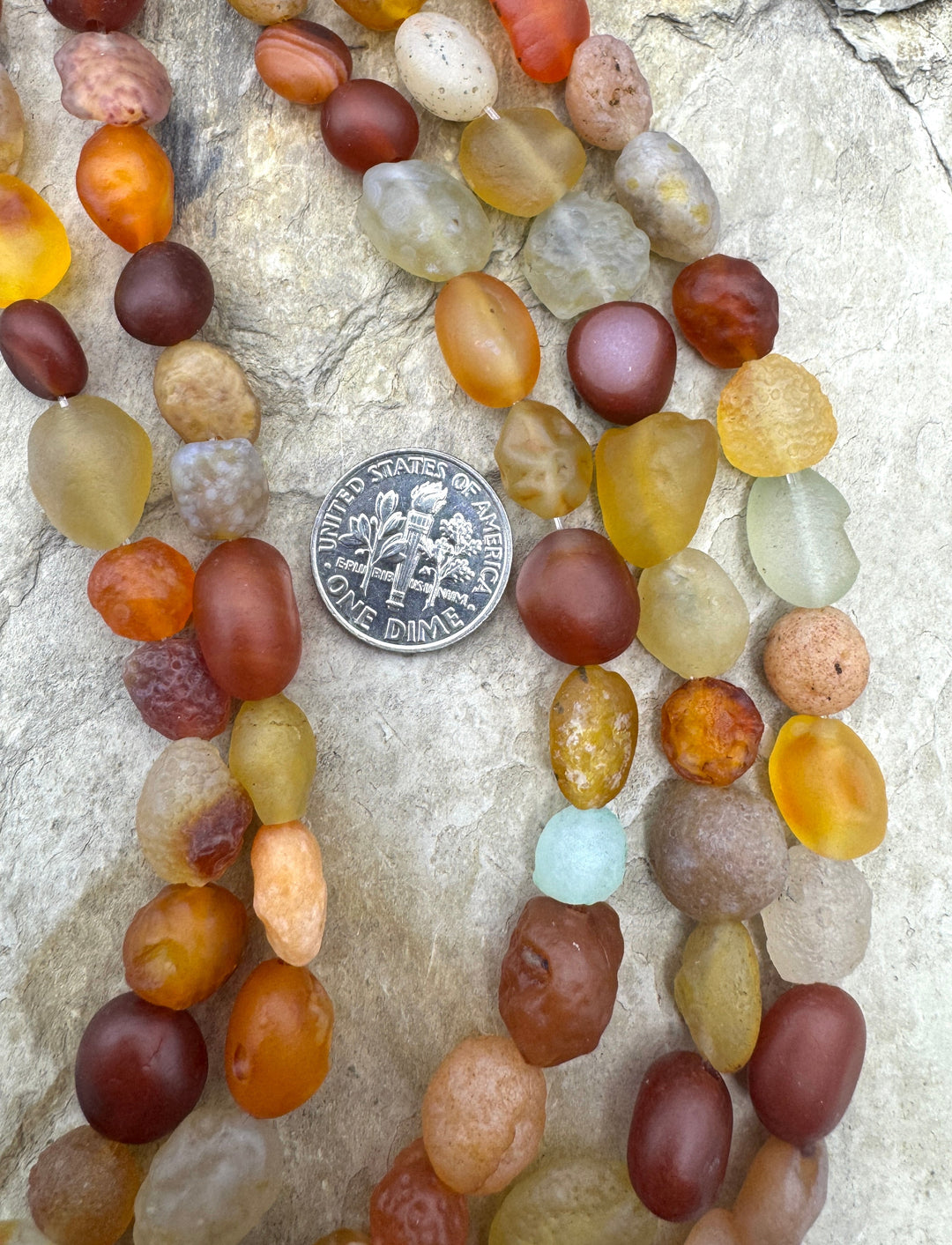 RARE Natural Gobi Dessert Agate 8-12mm Nugget Bead Strand 8