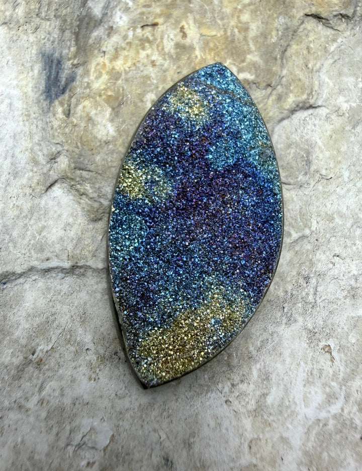 RARE Natural Rainbow Pyrite BIG Freeform Designer Cabochon