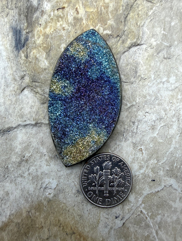 RARE Natural Rainbow Pyrite BIG Freeform Designer Cabochon