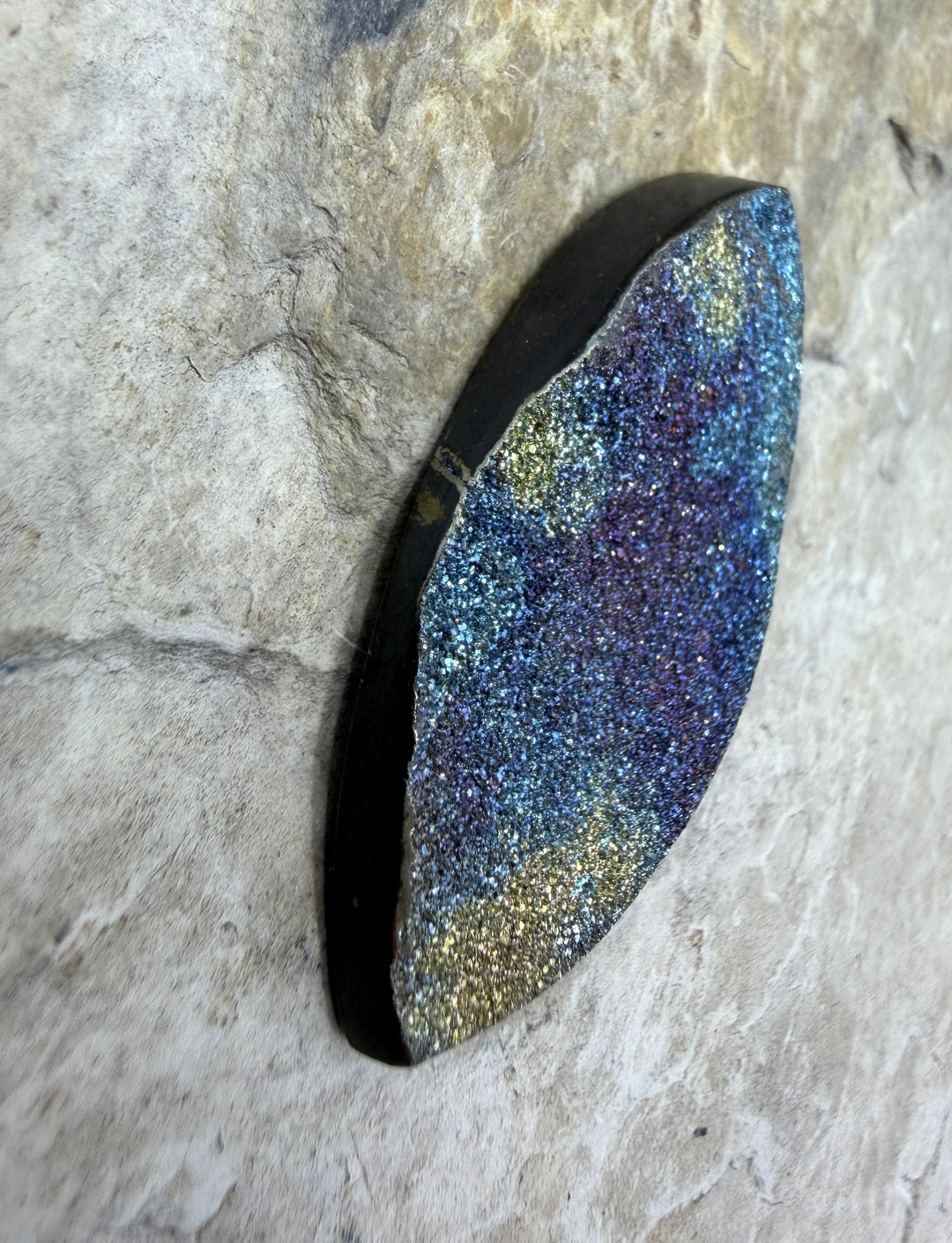 RARE Natural Rainbow Pyrite BIG Freeform Designer Cabochon