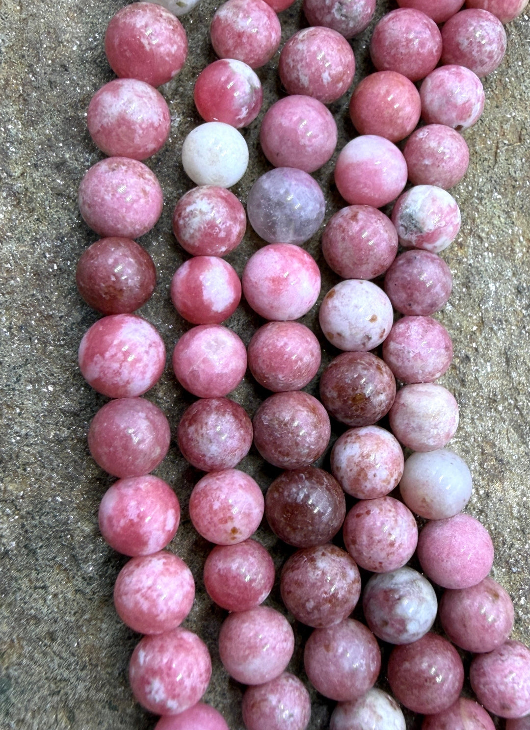 RARE Natural Thulite (Norway) 4mm Round Beads, 7 Inch Strand/33-35 Beads