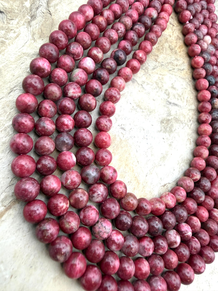 RARE Natural Thulite (Norway) 6mm Round Beads 16 Inch