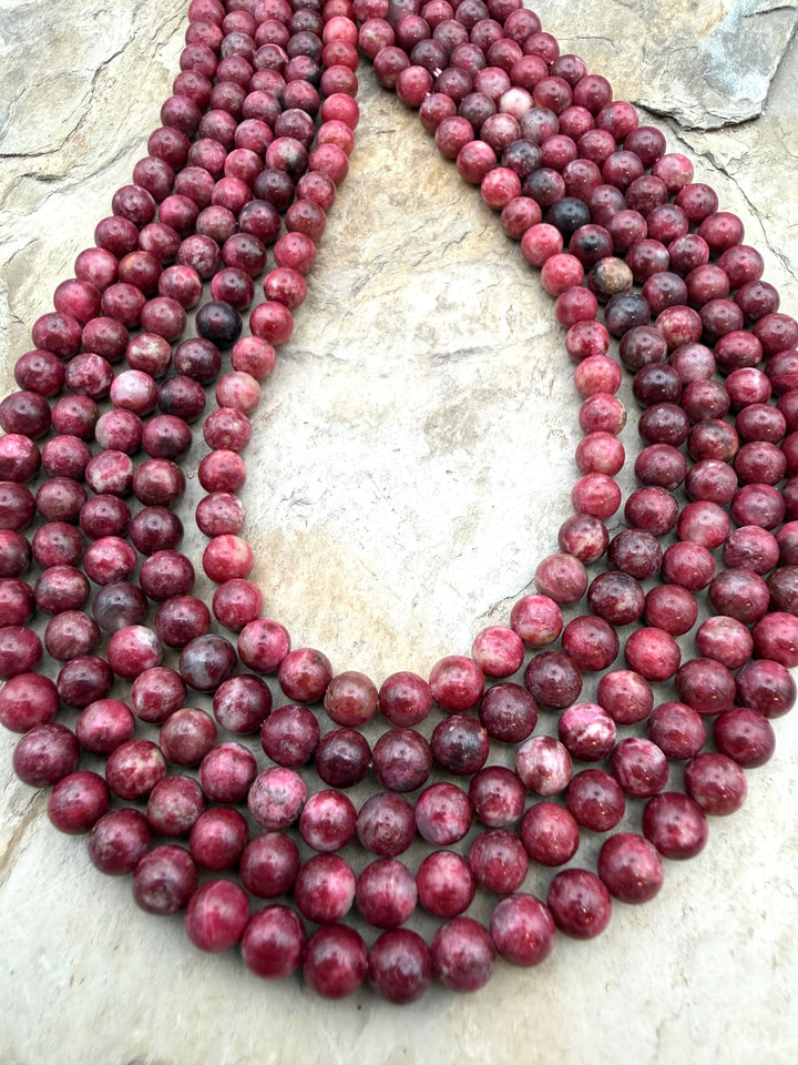 RARE Natural Thulite (Norway) 6mm Round Beads 16 Inch