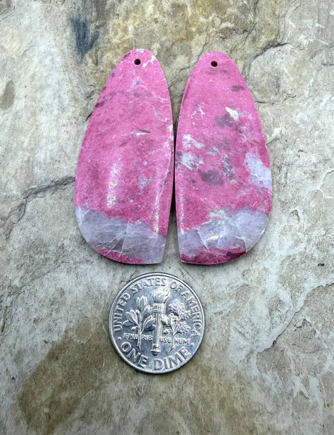 RARE Natural Thulite (Norway) BIG Matching Earring Slab