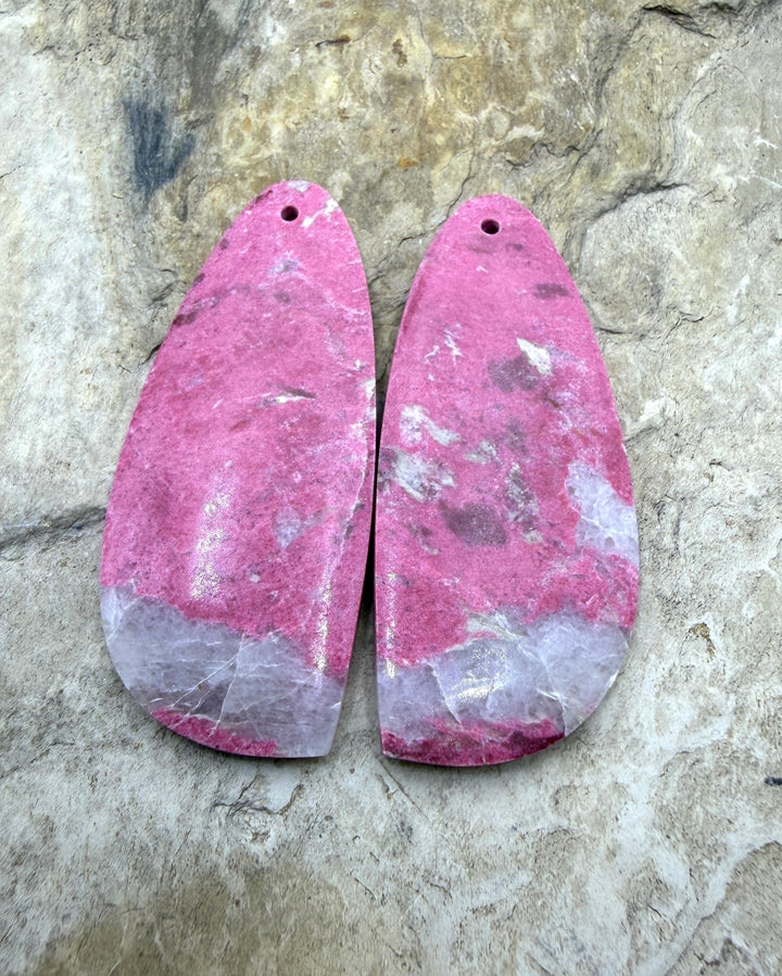 RARE Natural Thulite (Norway) BIG Matching Earring Slab