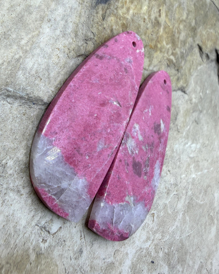 RARE Natural Thulite (Norway) BIG Matching Earring Slab