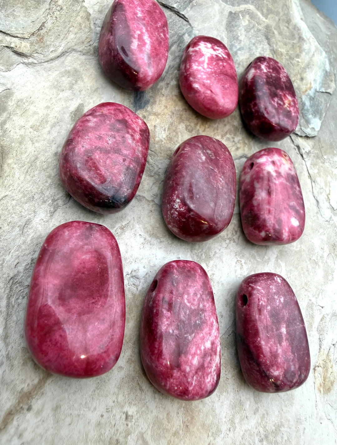 RARE Natural Thulite (Norway) Chunky Focal Penadant Beads
