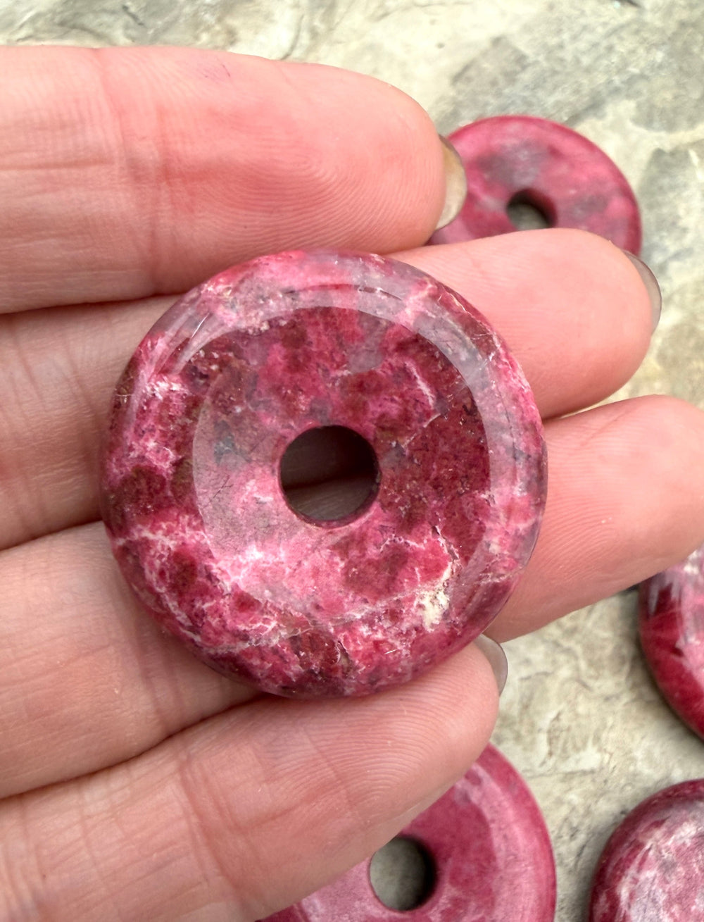 RARE Natural Thulite (Norway) Donut Focal Penadant 30mm