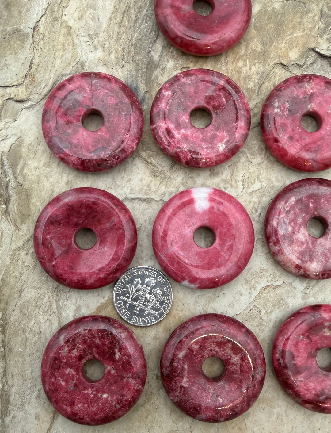 RARE Natural Thulite (Norway) Donut Focal Penadant 30mm
