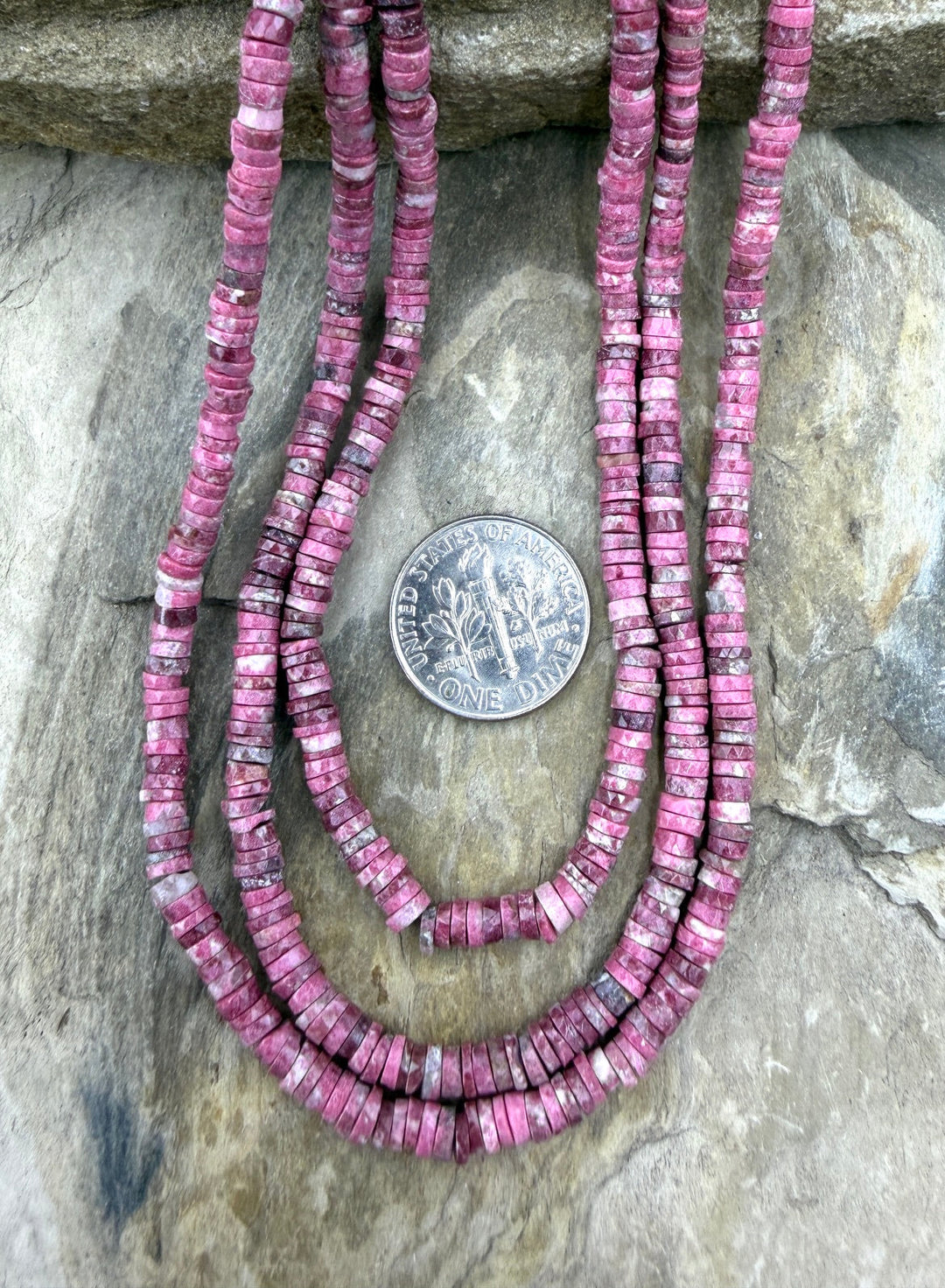 RARE Natural Thulite (Norway) Faceted Heishi 3.5-4mm Beads