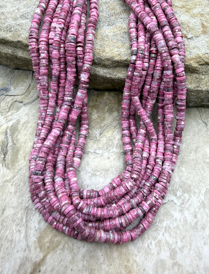 RARE Natural Thulite (Norway) Faceted Heishi 4.5-5mm Beads