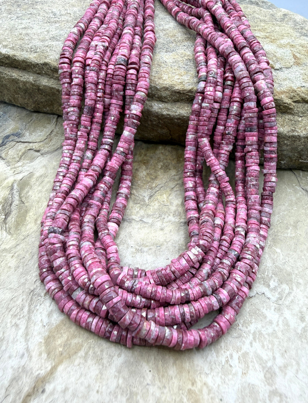 RARE Natural Thulite (Norway) Faceted Heishi 4.5-5mm Beads