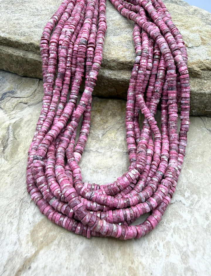 RARE Natural Thulite (Norway) Faceted Heishi 4.5-5mm Beads