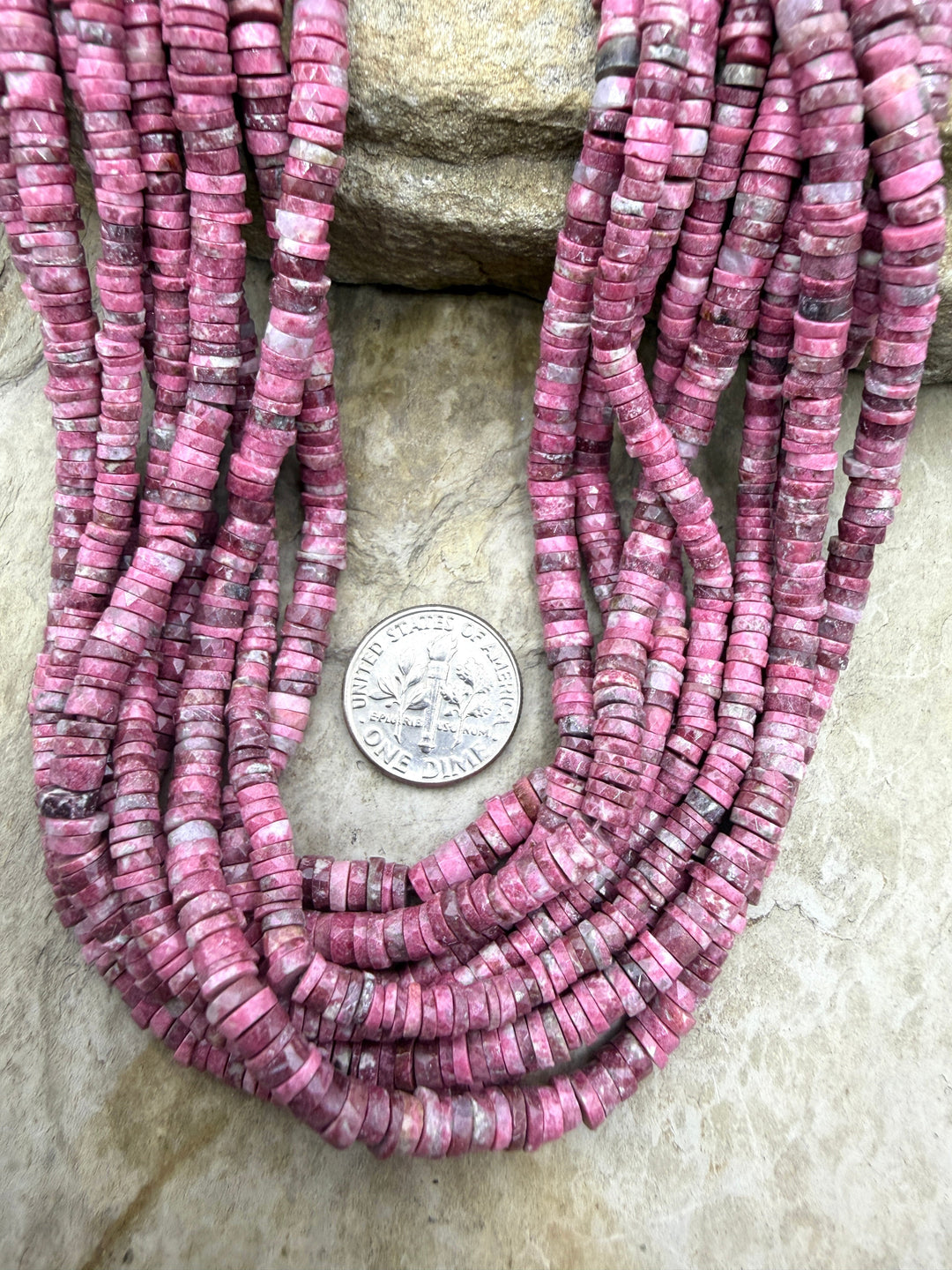 RARE Natural Thulite (Norway) Faceted Heishi 4.5-5mm Beads